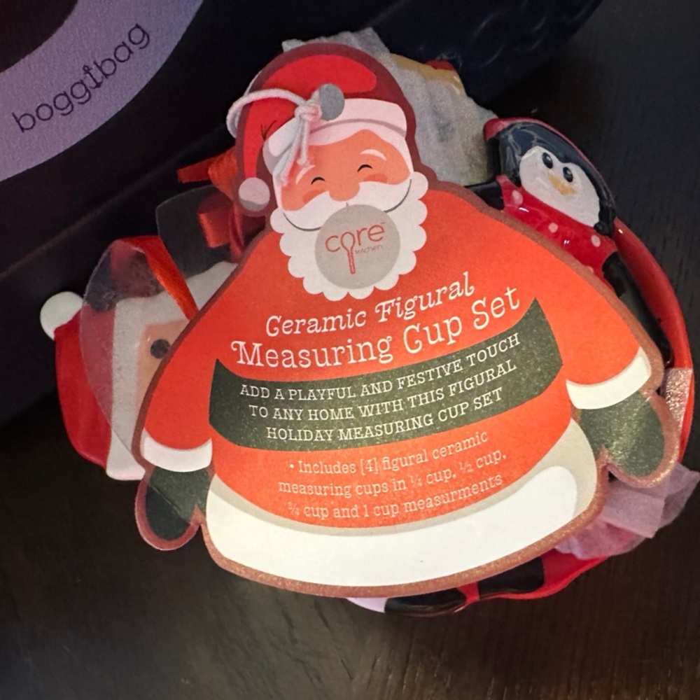Core Kitchen Christmas Ceramic Figural Measuring cup set Nesting Bowls NWT Santa